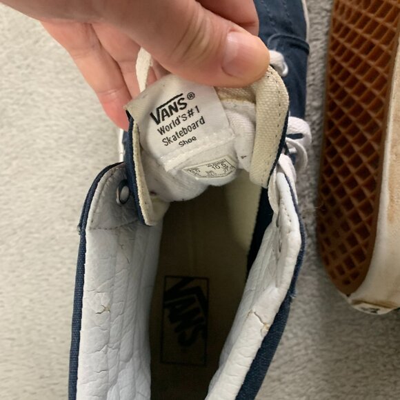 Navy Blue and White Hi-Top Vans. Size 9 Men. - Picture 7 of 8